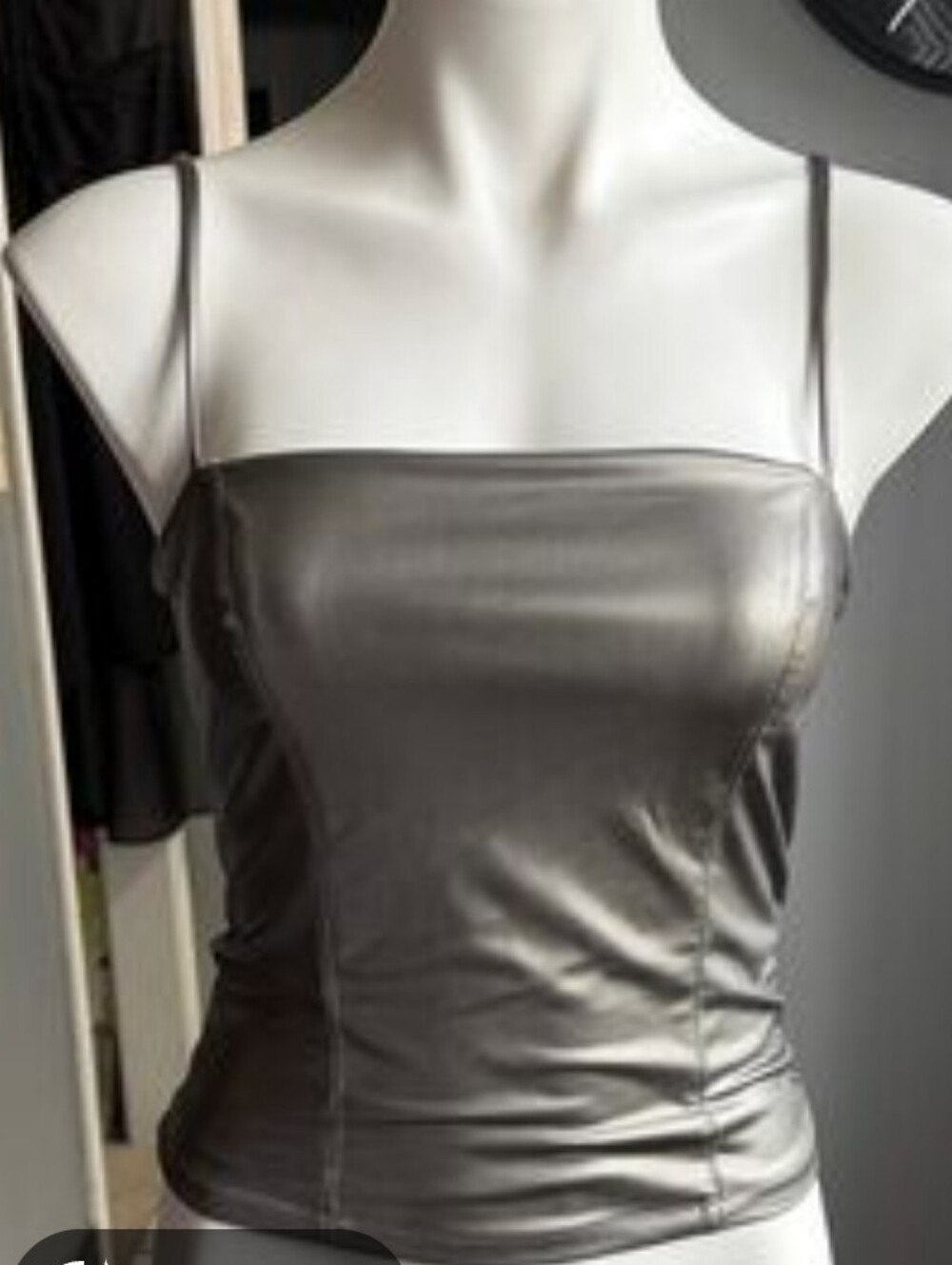 Express Body Contour Metallic Silver Spaghetti Strap Cami Top sz Small
